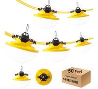 JC-LGL 100FT Construction String Light 130W 16000Lm, 5000K Industrial Grade LED String Work lights, IP65 Waterproof Temporary Lighting for Construction Sites, Renovation, Mine Cave, Job Site, Walkways