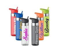 JC Personalised Custom Water Drink Bottle with Flip Straw Sipper - Any Name, Word, Business, Sports, School, Promotional Merchandise