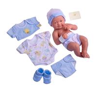 JC TOYS - La Newborn Baby Doll 38 cm, Soft Vinyl, Includes Clothes and 8 Accessories, Blue, Designed in Spain by Berenguer, 2 Years