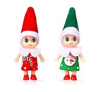 Jc.upin 2 Pack Christmas Elf Doll - Tiny Christmas Elf for Girl and Boy Baby Doll Novelty Toys Xmas New Year Gift Stocking Stuffers, Elf Baby Accessories Dolls Christmas Twins Doll Accessories