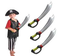 Jc.upin 3 Pcs Toy Sword 73cm Inflatable Pirate Cutlass,Pirate Costume Accessory for Kids Boys Girls Adults, Kids Halloween Caribbean Pirate Fancy Dress Up Costume Party Cosplay Toy Prop Accessory