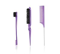 Jc.upin 3 Pieces Hair Styling Comb Set Teasing Hair Brush Rat Pin Tail Comb Double-Sided Edge Brush,Hard Bristle Brush,Rat Tail Hair Comb,Back Combing Brushes,Hair Dye Brush