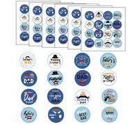 Jc.upin 96 Pcs Fathers Day Stickers, 40 mm - Blue, Crystal, Sentimental, Quote, Self-adhesive, Paper, Round, Indoor, Stickers for Crafts, Cards, Deco, Gifts