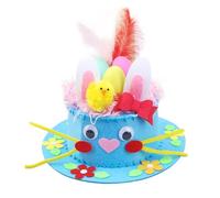 Jc.upin Easter Bonnet Kit - Easter Children's DIY Hat Decoration Set, Easter Party Favors DIY Easter Hat, Easter Handmade DIY Hat Kit, Make Your Own Easter Bonnet Hat for Easter Craft Supplies (Blue)