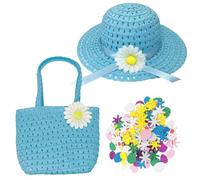 Jc.upin Easter Bonnet Kit-Easter Hat Making Kit,Easter Egg Hunt Easter Basket,Easter Gifts for Kids Make Your Own Easter Bonnet for Boys Girls,DIY Easter Activities Party Bags Decorations (Blue)