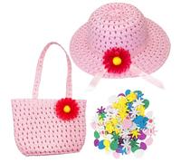 Jc.upin Easter Bonnet Kit-Easter Hat Making Kit,Easter Egg Hunt Easter Basket,Easter Gifts for Kids Make Your Own Easter Bonnet for Boys Girls,DIY Easter Activities Party Bags Decorations (Pink)