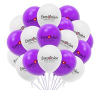 Jc.upin Eurovision Party Decorations,18 Pcs Balloons, Song Contest,Liverpool UK 2023 Celebration Themed White Purple Latex Balloons for Garden Bar Restaurant and Street Decoration