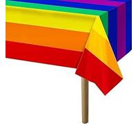 Jc.upin Rainbow Table Cloth,Pride Rainbow Tablecloth, LGBTQ Gay Pride Rectangular Plastic Table Cover for Gay Parade Festival Party Decor Birthdays Supplies,137cm x 274cm