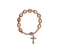 JC Walsh and Sons Book of Kells Rosary Bracelet Irish Saints Wooden Beads Bronze Celtic Cross Charm