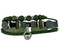 JC Walsh and Sons Charm Hippy Bracelet Connemara Marble Beads Adjustable Genuine Leather Bracelet Birthday Irish Gift Celtic Symbol Present, Adjustable, Connemara marble, no gemstone