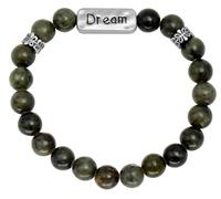 JC Walsh and Sons Connemara Marble Beads Message Bracelet Silvertone Motivation Script Birthday Present Irish Gift, One Size, Connemara marble, no gemstone