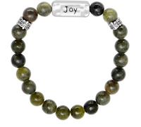 JC Walsh and Sons Connemara Marble Beads Message Bracelet Silvertone Motivation Script Birthday Present Irish Gift, One Size, Connemara marble, no gemstone