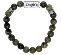 JC Walsh and Sons Connemara Marble Beads Message Bracelet Silvertone Motivation Script Birthday Present Irish Gift, One Size, Connemara marble, no gemstone