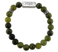 JC Walsh and Sons Connemara Marble Beads Message Bracelet Silvertone Motivation Script Birthday Present Irish Gift, One Size, Connemara marble, no gemstone