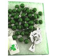 JC Walsh and Sons Five-Decade Irish Rosary with Shamrock Beads and Saint Patrick Medal