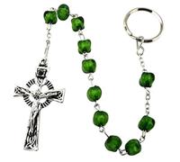JC Walsh and Sons Handcrafted Irish Pocket Rosary with Green Pumpkin Beads and Celtic Cross Gift Idea
