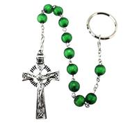 JC Walsh and Sons Handcrafted Irish Single-Decade Rosary with Light Green Beads and Celtic Cross Gift Ready
