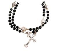 JC Walsh and Sons Irish Connemara Marble Stretch Rosary Bracelet - Handcrafted Wrist Rosary with Crucifix & Religious Charms, M, Connemara marble, No Gemstone