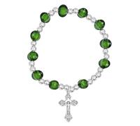 JC Walsh and Sons Irish Green Pumpkin-Shaped Single Decade Rosary Bracelet with Celtic Cross Charm