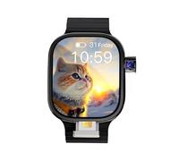 JC02 Pro Smart Watch 2.2 inch Amoled Curved Screen 448 * 528 Display 180° Rotating Camera GPS WIFI Android 9.0 Smartwatch SIM Card (Black,4+128GB)