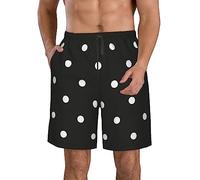JCAKES Men'S Summer Boardshorts Black and White Polka Dot Men'S Swim Trunks Swimming Shorts Board Shorts Quick Dry Beach Shorts