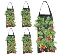 Jcasbdn 5PCS Hanging Strawberry Planter 23.6" 8 Hole Upside Down Tomato Planter Portable Hanging Grow Bags With Handle