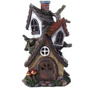 Jcasbdn Fairy House 11.6 Inch Resin Fairy Garden House Miniature Garden Ornaments Cute Cottage Statue