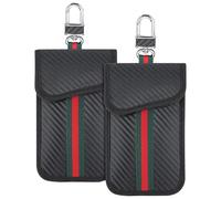 Jcasbdn Faraday Pouch, 2PCS 3.5x5.5 Inch Carbon Fiber Rfid Key Pouch, Anti-Theft Car Key Holder Case with Keychain for Car Security