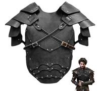 Jcasbdn Medieval Knight Armor, PU Leather Chest Armor for Men, Adjustable Viking Breastplate Costume for Halloween Cosplay Party
