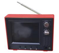 Jcasbdn Miniature Dollhouse Accessories 1:12 Scale USB Mini TV Toy That Can Play Video with LCD Screen 180° Rotatable Antenna Dollhouse Furniture Red