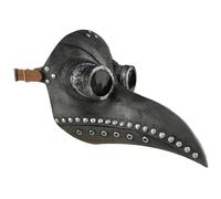 Jcasbdn Plague Doctor Mask, Latex Steampunk Long Nose Plague Doctor Costume, Adjustable Halloween Mask For Halloween Cosplay, Black+silver