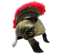 Jcasbdn Roman Spartan Helmet Halloween Vintage Rusty Golden Medieval Knight Helmet with Red Fluff for Adults, Men Ancient Greek for Cosplay Gladiators, Soldier, Fighters, Warrior