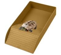 Jcasbdn Tortoise Habitat with Nonslip Ramp Shallow Reptile Pool Rectangular 12x6x2in Turtle Tub Smooth Sturdy Plastic Tortoise Water Dish