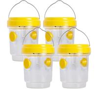 Jcasbdn Wasp Trap 4PCS Plastic Yellow Jacket Trap Portable Bee Killer with Hanging Handle Reusable Wasp Traps Outdoor Hanging