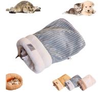 Cat Sleeping Bag for Indoor Cats Cozy Winter Cat Sleeping Bag Soft Plush Cat Sack Self Warm Cat Bed Cave Fluffy Cat Tunnel Cat Hideaway Calming Sleeping Bag Bed for Cats Kittens (Gray, M-17.3x14.6in)