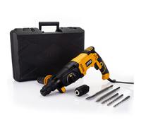 JCB 1050w Rotary Hammer Drill, 240v, Anti-Vibration & Multi Position Side Handle, 4 Modes Drilling, Hammer, Chiselling and Chisel Adjustment, 3 Year Warranty