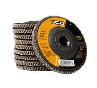 JCB 10x Metal 36 Grit Flap Discs 115mm (4 1/2'') x 22.23mm for Angle Grinders, Rust Removal, Deburr, Smooth, Blend, and Remove Imperfections from Metals