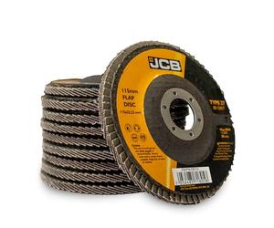 JCB 10x Metal 80 Grit Flap Discs 115mm (4 1/2'') x 22.23mm for Angle Grinders, Rust Removal, Deburr, Smooth, Blend, and Remove Imperfections from Metals