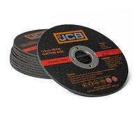 JCB 10x Metal Cutting Discs, 115mm, 3mm Width, Aluminium Oxide, Cuts Through Mild Steel, Stainless Steel, Cast Iron, and Metals for Angle Grinders