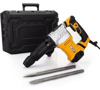 JCB 1300W Corded Electric 15J SDS Max Demolition Hammer & Chisel Yellow, Heavy Duty Breaker with Anti-Vibration Handle, 3m Power Cable & Carry Case