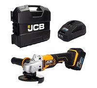 JCB 18v Cordless Angle Grinder, 5.0Ah Battery, Fast Charger, 115mm Blade Diameter, 3 Position & Anti-Vibration, Tool-Free Adjustable Guard in Power Tool Case, 3 Year Warranty