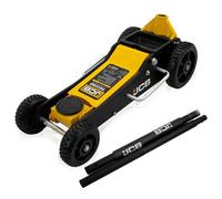 JCB 2.5 Tonne Aluminium Trolley Jack, Heavy-Duty Off-Road SUV Hydraulic Jack with Double-Piston Quick Lift, 525mm Max Height, Low-Profile Design & Large Terrain Wheels
