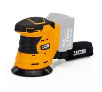 JCB 18V Cordless Random Orbital Sander, Bare Unit, 125mm 5'', Hook and Loop Base, Rubber Grip Over Mould & Dust Collector, 3 Year Warranty