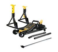 Jcb 2T Low Profile Trolley Jack & Axle Stand Set W/ 1/2" Wrench 89-359mm Range