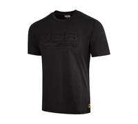 JCB Unisex 3D Embossed T-Shirt - Black - Heavyweight 210gsm Cotton Blend Work Tee with Ribbed Crew Neck for Tradesmen - Durable Branded Workwear Base Layer Top for Site and Leisure Wear
