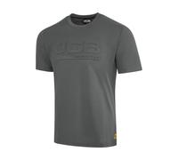 JCB Unisex 3D Embossed T-Shirt - Grey - Heavyweight 210gsm Cotton Blend Work Tee with Ribbed Crew Neck for Tradesmen - Durable Branded Workwear Base Layer Top for Building Site and Leisure