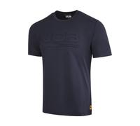 JCB Unisex 3D Embossed T-Shirt - Navy - Heavyweight 210gsm Cotton Blend Work Tee with Ribbed Crew Neck for Tradesmen - Durable Branded Workwear Base Layer Top for Building Site and Leisure