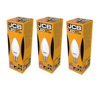 JCB 4.9w LED B15 Candle Bulbs Small Bayonet, 40w Incandescent Bulb Equivalent, 470lm, Warm White 3000k, Non Dimmable, LED Small Bayonet Bulb Candle Light Bulbs, 220-240v. Packs of 3 Units