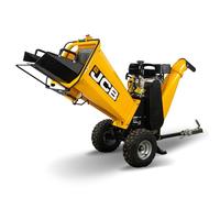 JCB 7.5hp 224cc Petrol Wood Chipper - Heavy-Duty 100mm (4”) with 2-Blade Drum, Pneumatic Wheels & Off-Road Tow Bar - 4-Stroke Engine for Fast Chipping