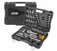JCB 82 Piece Tool Set, 1/4" & 3/8" Drive Range of Sockets, Bits, and Accessories, Made from Chrome for Assembly, Repair, and Maintenance Tasks, Professionals, Mechanics Car Owners